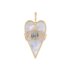 Moonstone and Kyanite Stone Heart Pendant by Eden Presley