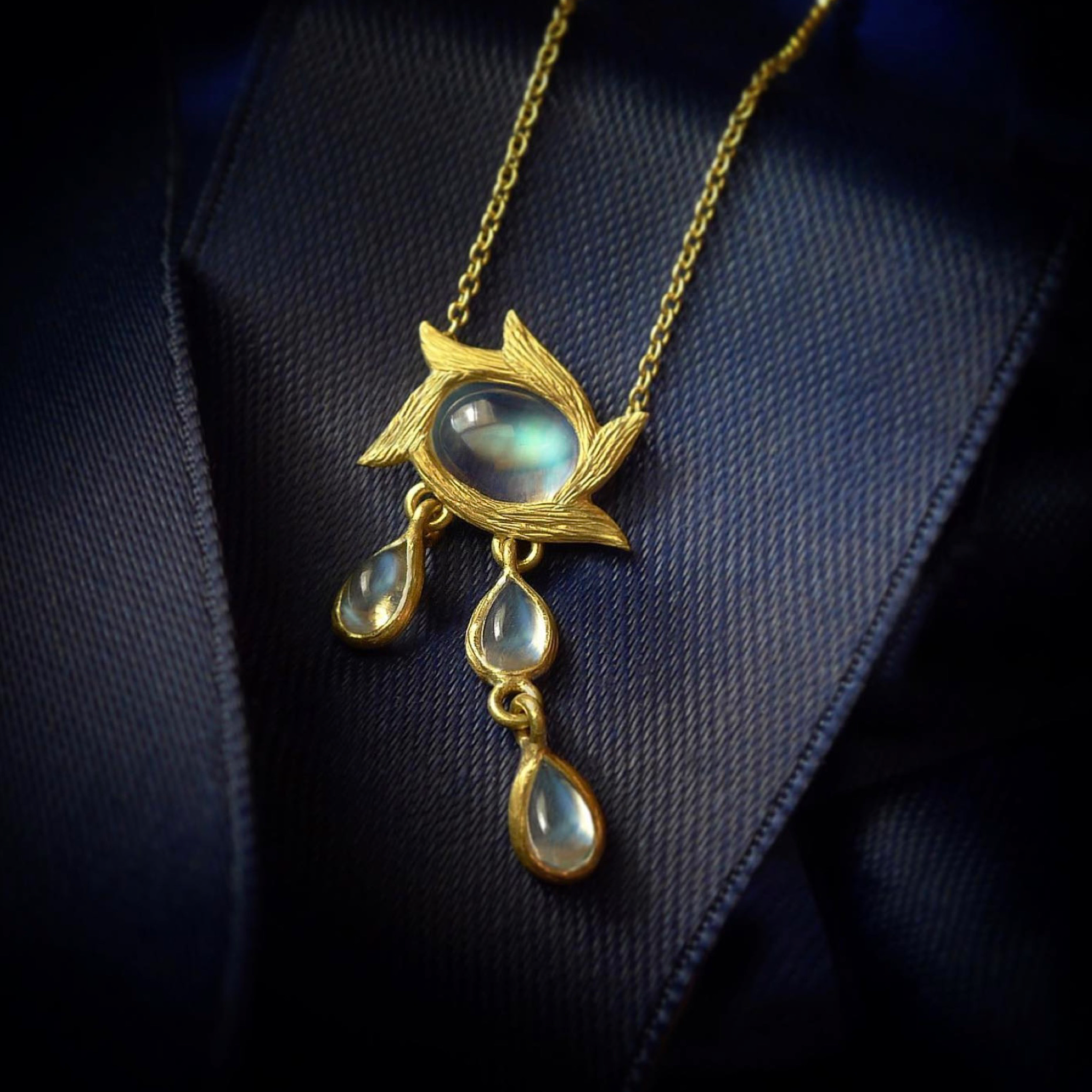 Vintage Moonstone Necklace Sterling Silver Gold Gilt – Laurelle Antique  Jewellery