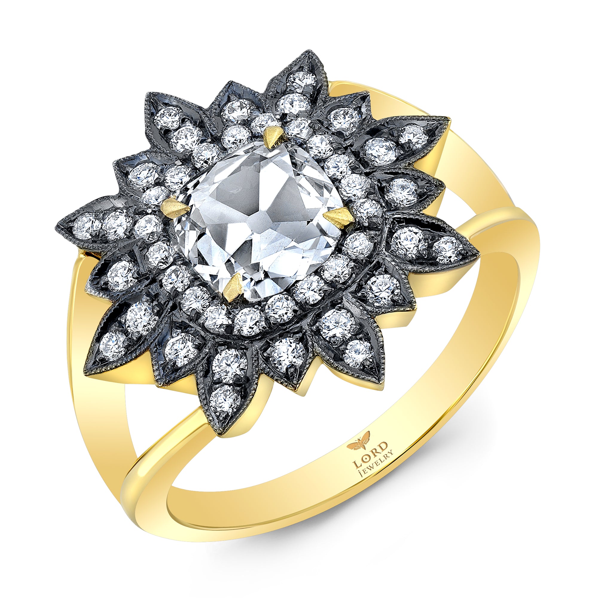 18k Yellow Gold and Diamond Rose Cut Starburst Ring by Lord Jewelry - Talisman Collection Fine Jewelers
