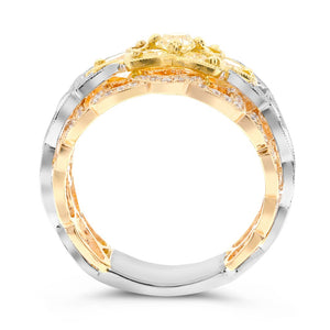 Yellow and White Diamond Flora Tri-Gold Ring - Talisman Collection Fine Jewelers