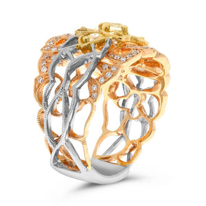 Yellow and White Diamond Flora Tri-Gold Ring - Talisman Collection Fine Jewelers