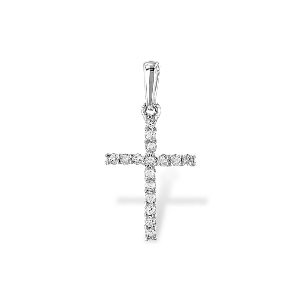 Diamond Cross Necklace in 14k White Gold
