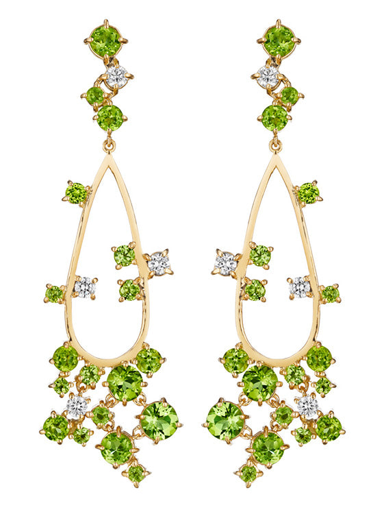 Melting Ice 18k Yellow Gold Peridot and Diamond Earrings by MadStone - Talisman Collection Fine Jewelers