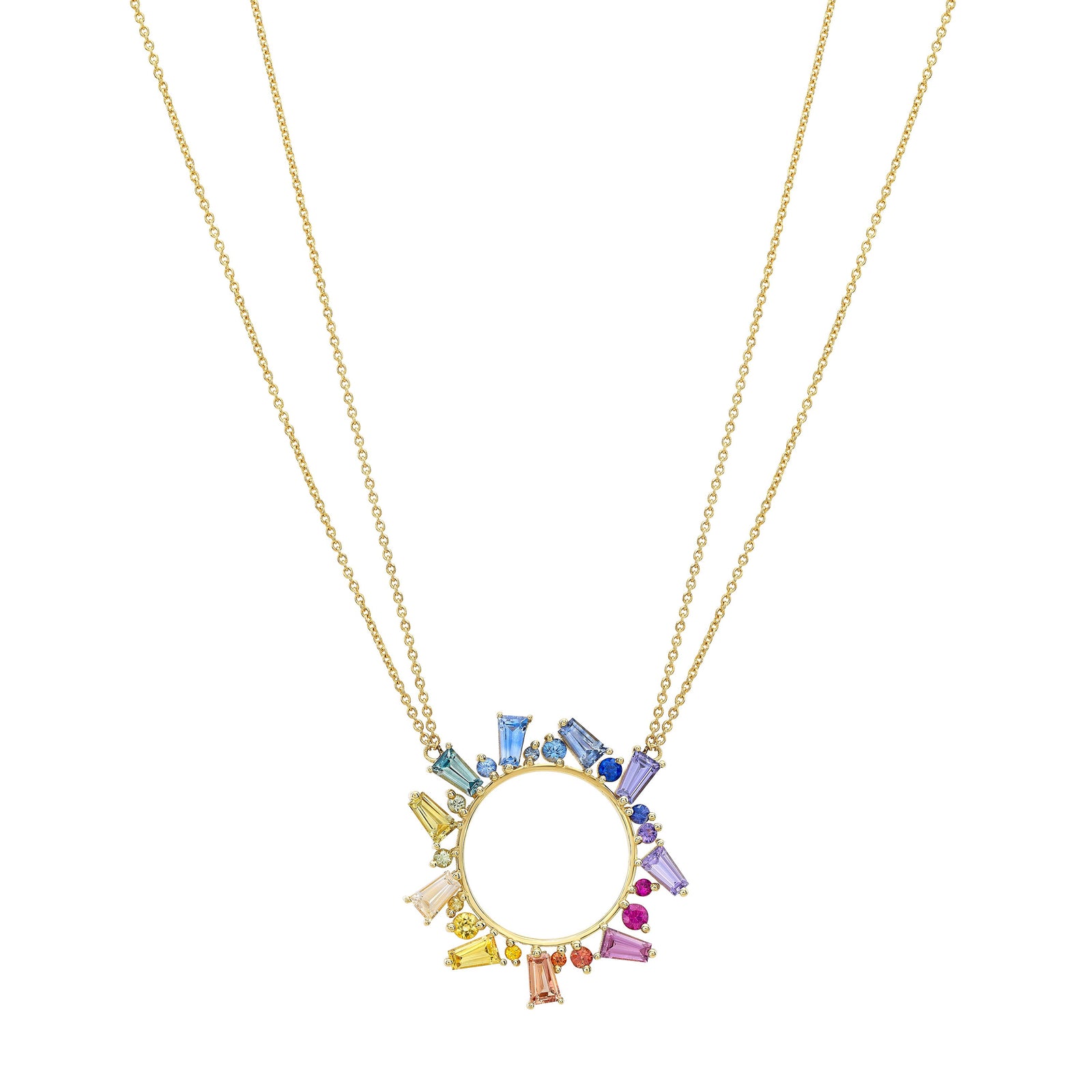 Rainbow Sapphire Open Circle Necklace by Meredith Young