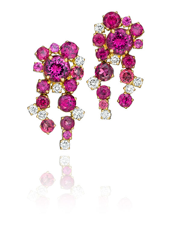 Melting Ice Rhodolite Garnet and Diamond Earrings by MadStone - Talisman Collection Fine Jewelers