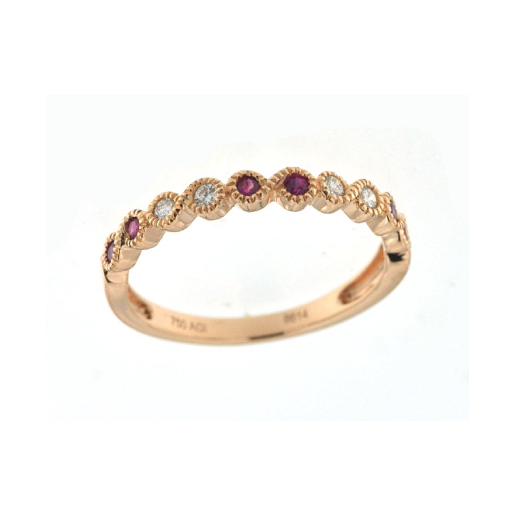 Ruby and Diamond Scalloped Stack Band - Talisman Collection Fine Jewelers