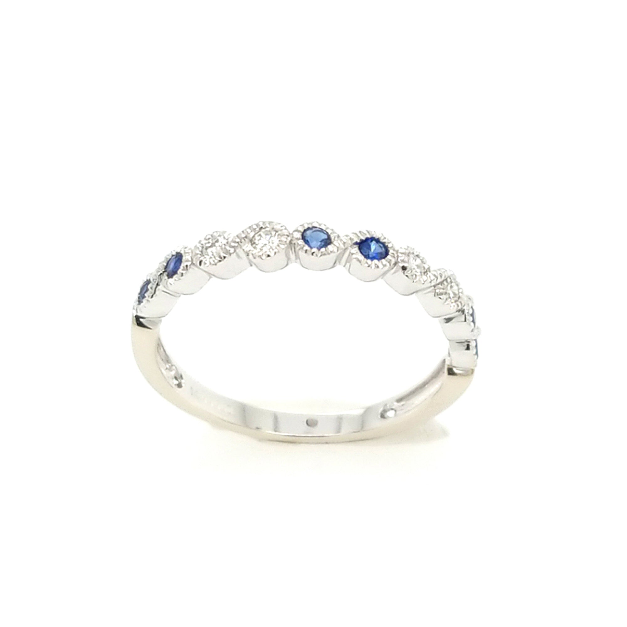 Sapphire and Diamond Scalloped Stack Band - Talisman Collection Fine Jewelers