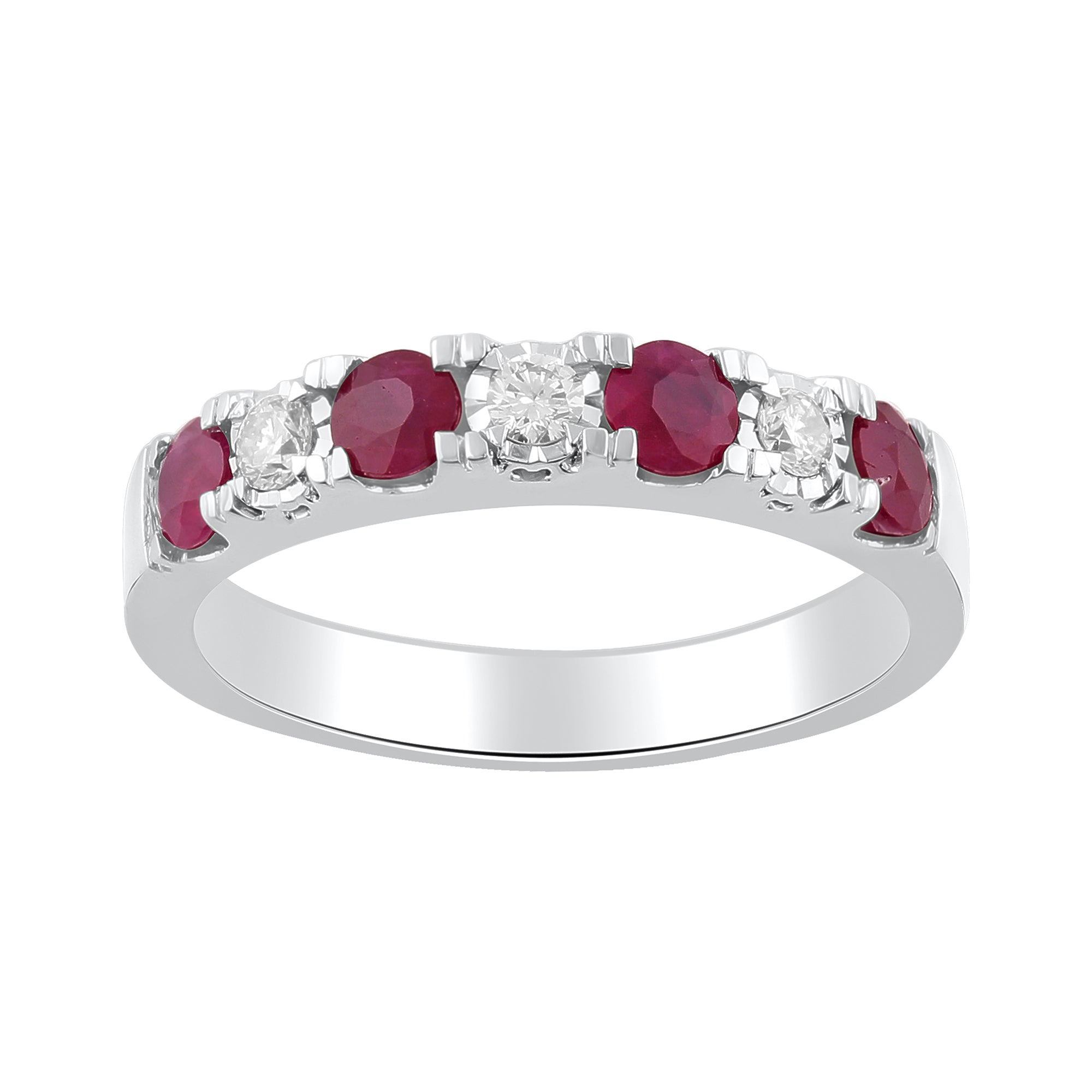 Ruby and Diamond Anniversary Band in 14k White Gold