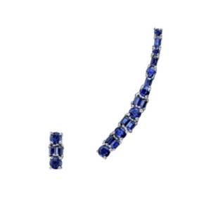 Mixed Cut Blue Sapphire Ear Climber and Stud by Borgioni - Talisman Collection Fine Jewelers