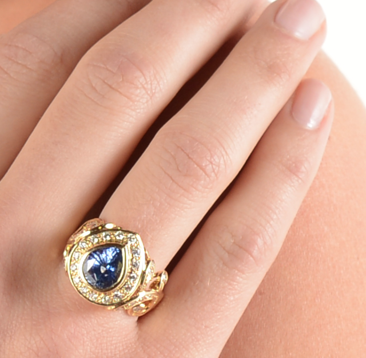 "Deep Blue" Burmese Sapphire and Diamond Ring by Paula Crevoshay - Talisman Collection Fine Jewelers