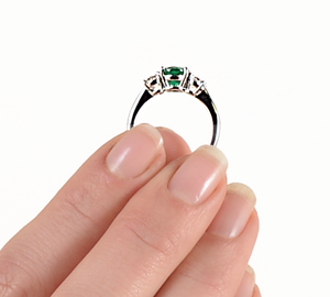 Colombian Emerald & Oval Diamond Platinum Ring - Talisman Collection Fine Jewelers
