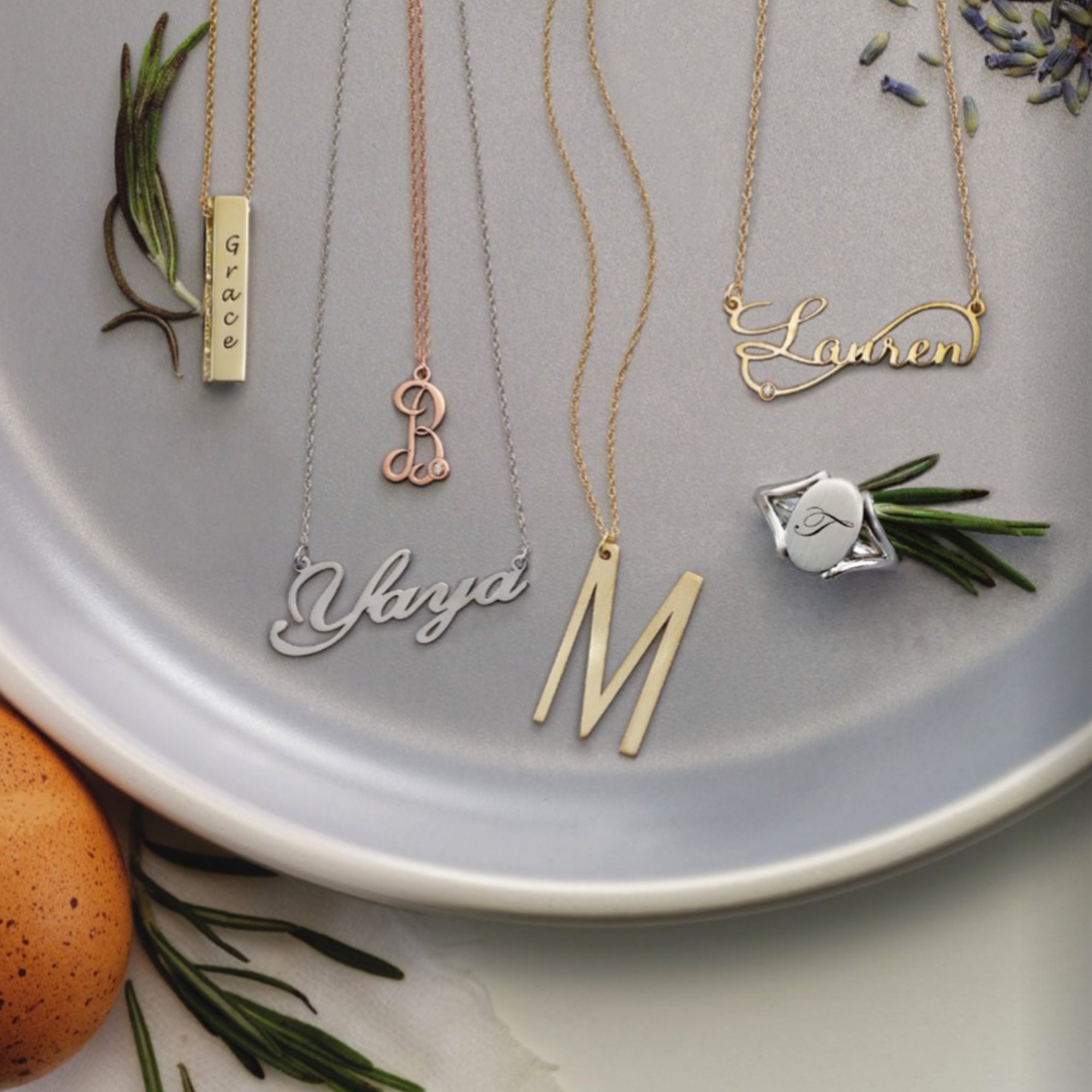 Large Initial Necklace, Hammered Large Letter Necklace, Birthstone Nec –  Susabella