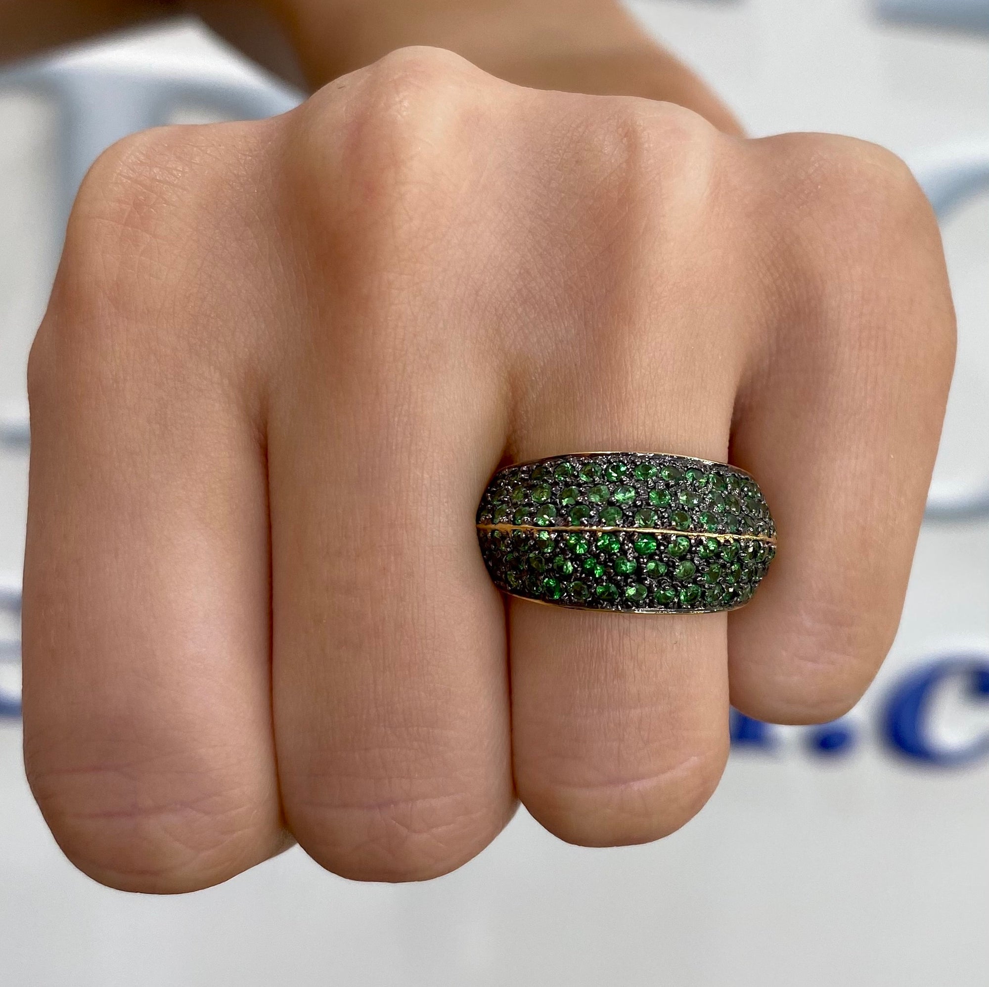 Tsavorite Pavé Dome Ring by Gemma Couture