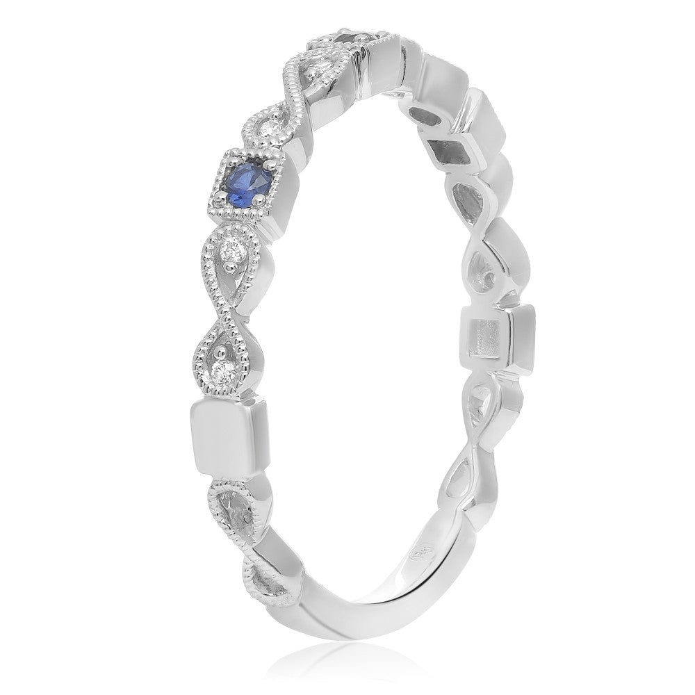 Sapphire and Diamond Mixed Shape Stack Band - Talisman Collection Fine Jewelers
