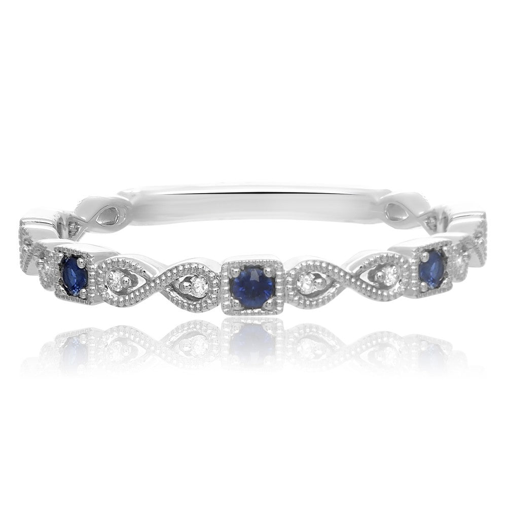 Sapphire and Diamond Mixed Shape Stack Band - Talisman Collection Fine Jewelers