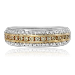 Yellow and White Diamond Three Row Band - Talisman Collection Fine Jewelers