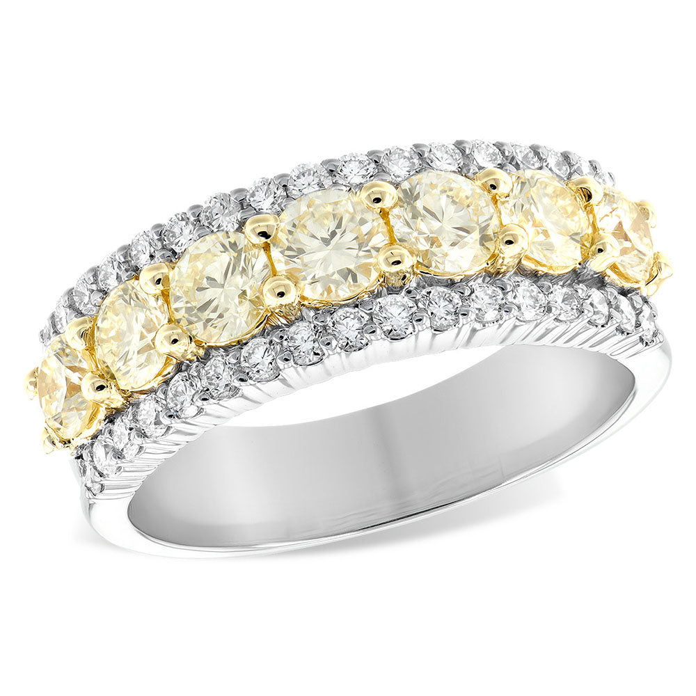 Yellow Diamond Band with White Diamonds