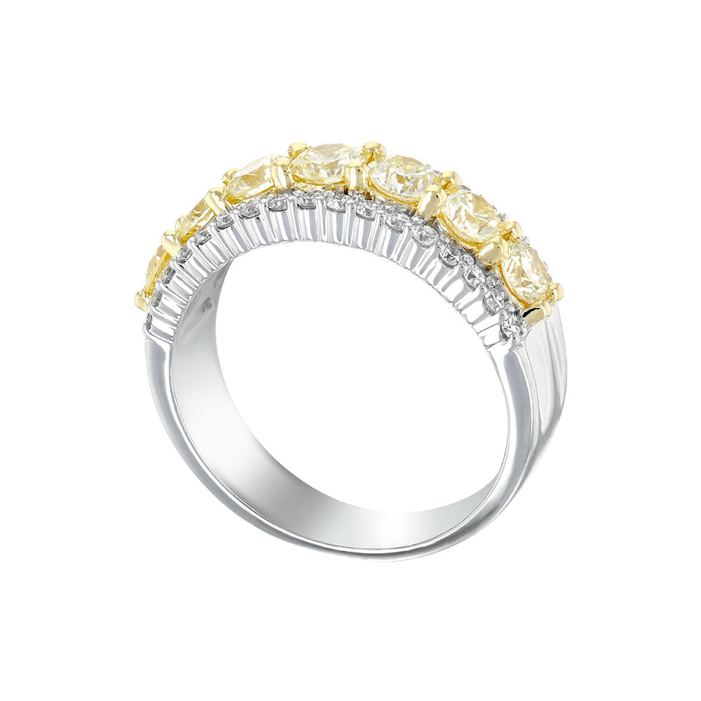 Yellow Diamond Band with White Diamonds