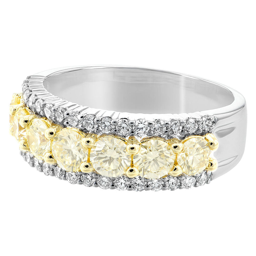 Yellow Diamond Band with White Diamonds