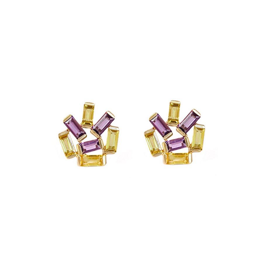Amethyst and Yellow Sapphire Medium Jubilation Stud Earrings - Talisman Collection Fine Jewelers