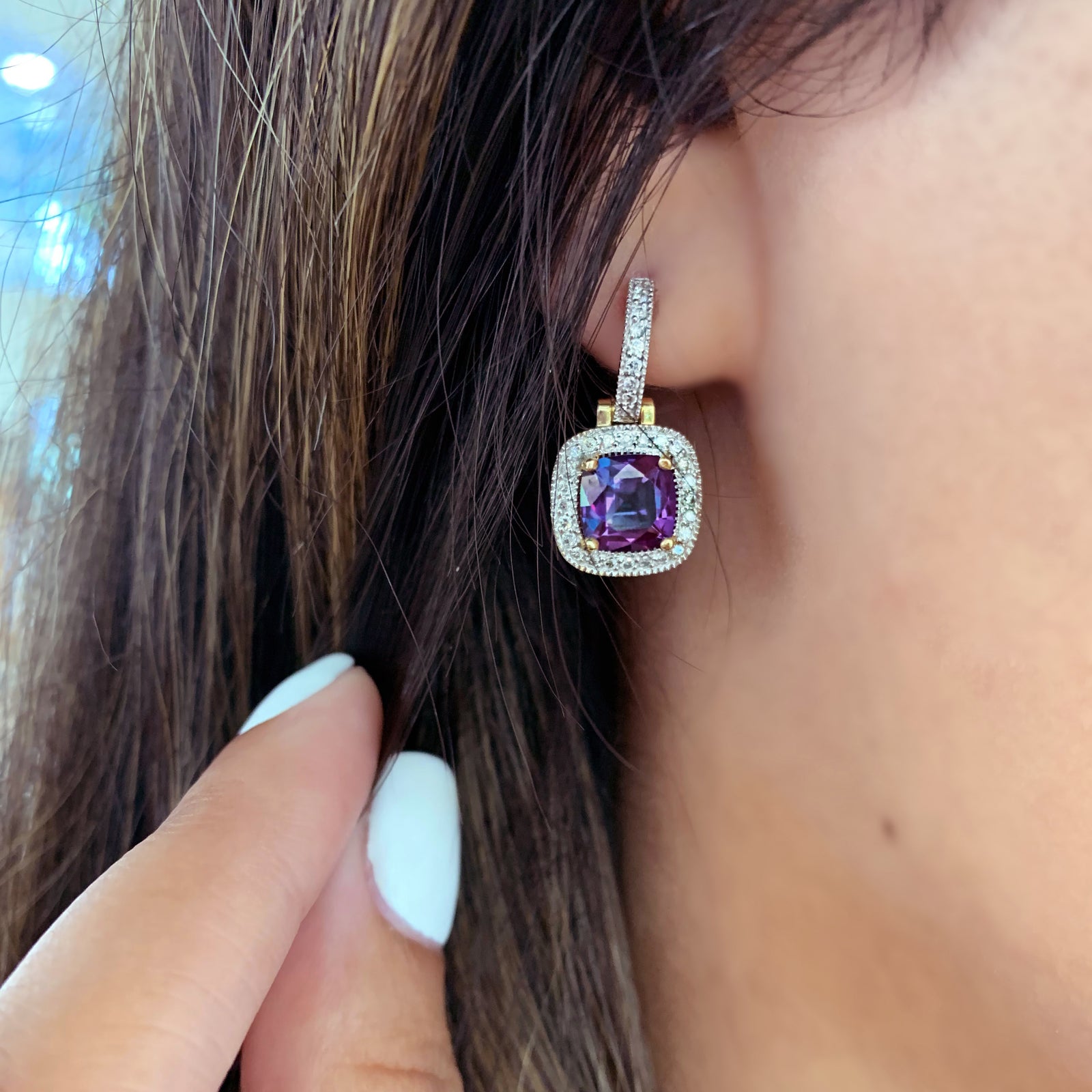 Yellow Gold, Alexandrite and Diamond Earrings - Talisman Collection Fine Jewelers